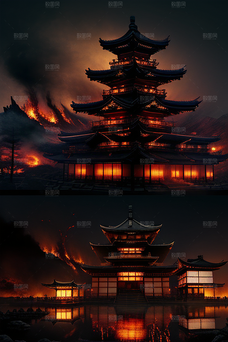 灼烧的恐怖超真实的火焰景象