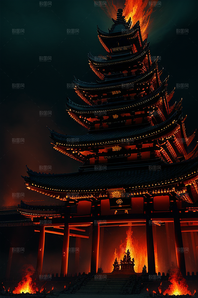 灼烧的恐怖超真实的火焰景象