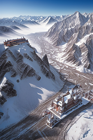 神秘雪宫传说昆仑山的壮丽传奇