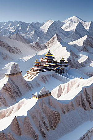 神秘雪宫传说昆仑山的壮丽传奇