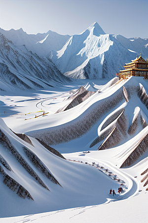 昆仑山之雪宫史诗般的壮丽景色