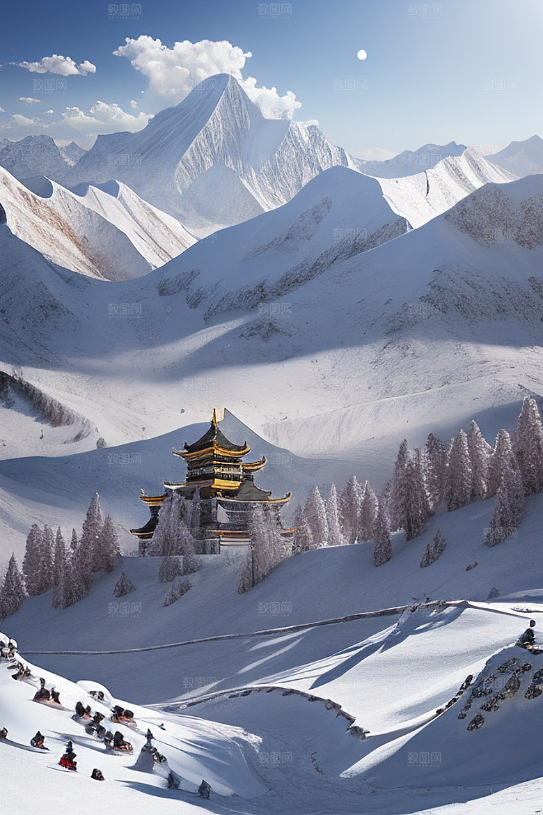 雄伟壮丽的昆仑山雪宫