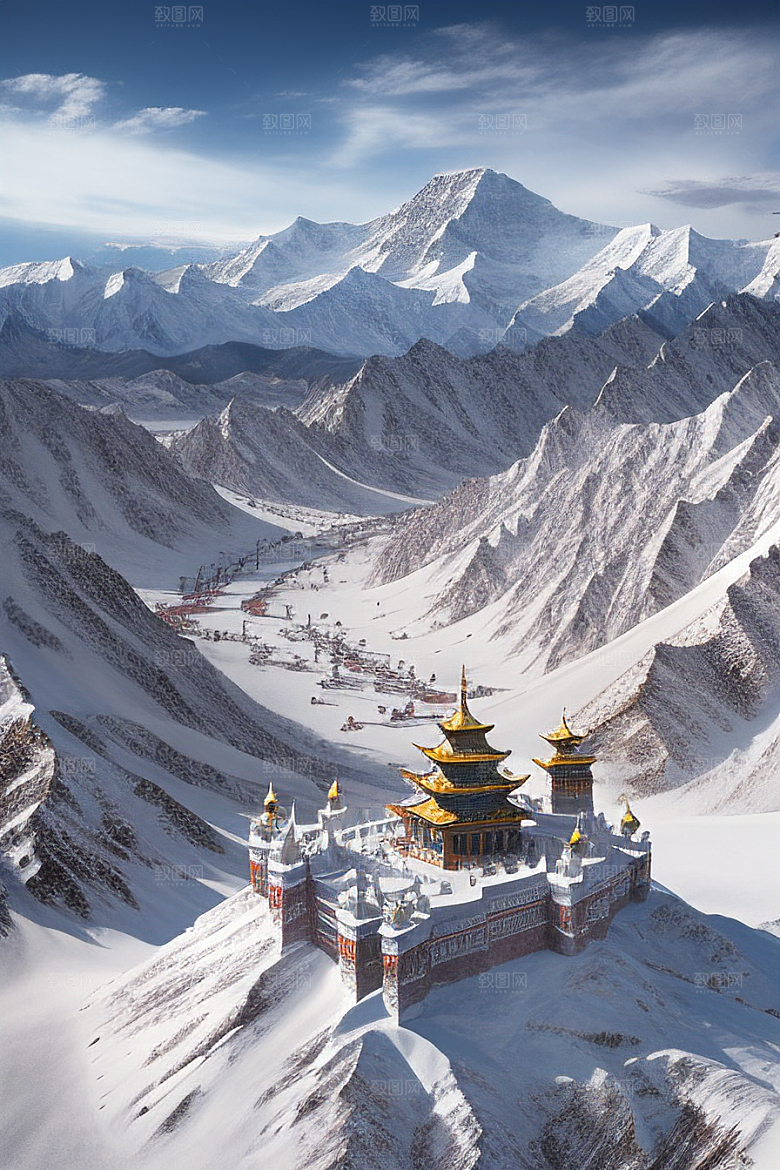 雄伟壮丽的昆仑山雪宫