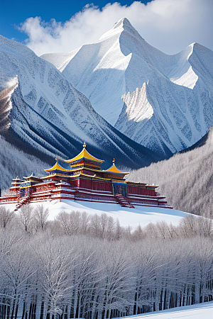 雄伟壮丽的昆仑山雪宫