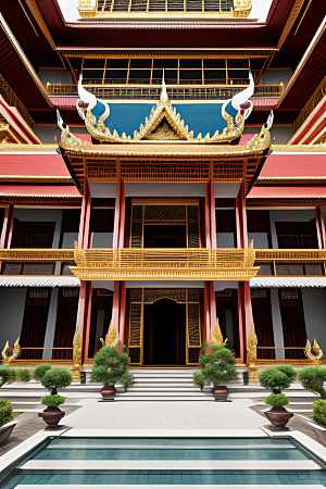 泰国豪华宫殿犹如钢笔画般的风格