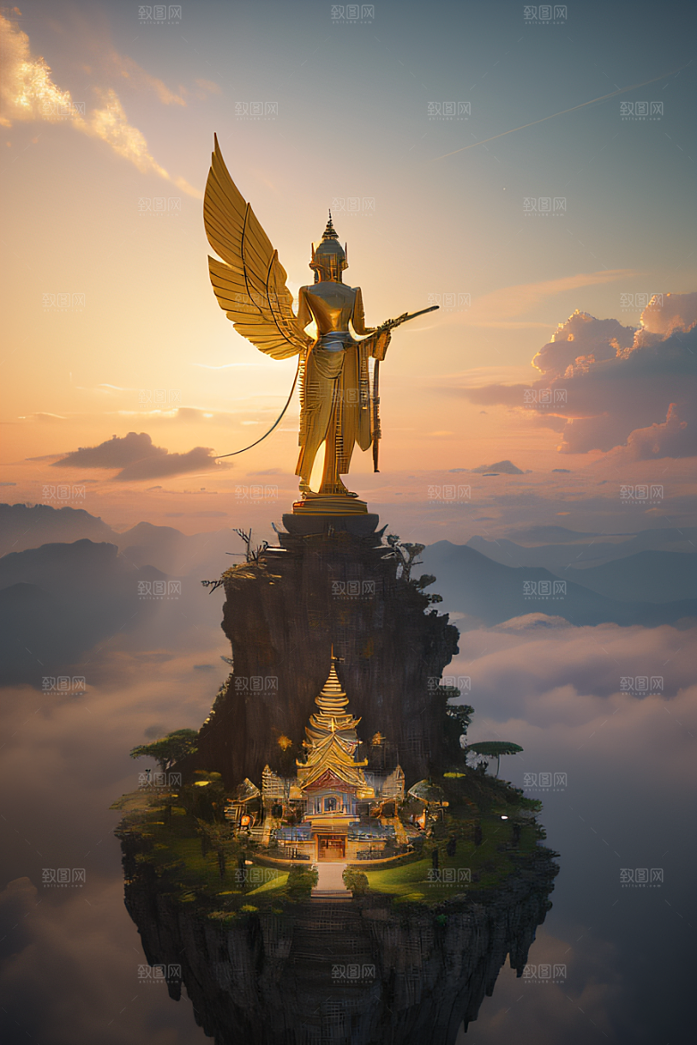 泰国帝国白樱花云顶寺庙的仙境画卷