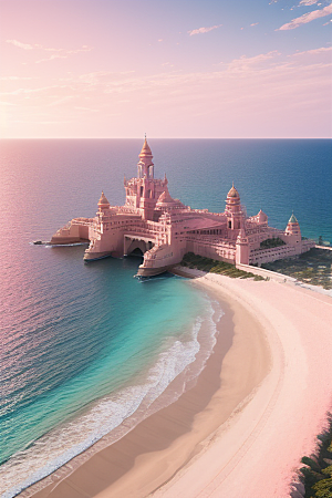 美丽的风景粉色沙滩细节精致