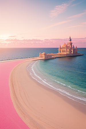 美丽的风景粉色沙滩细节精致