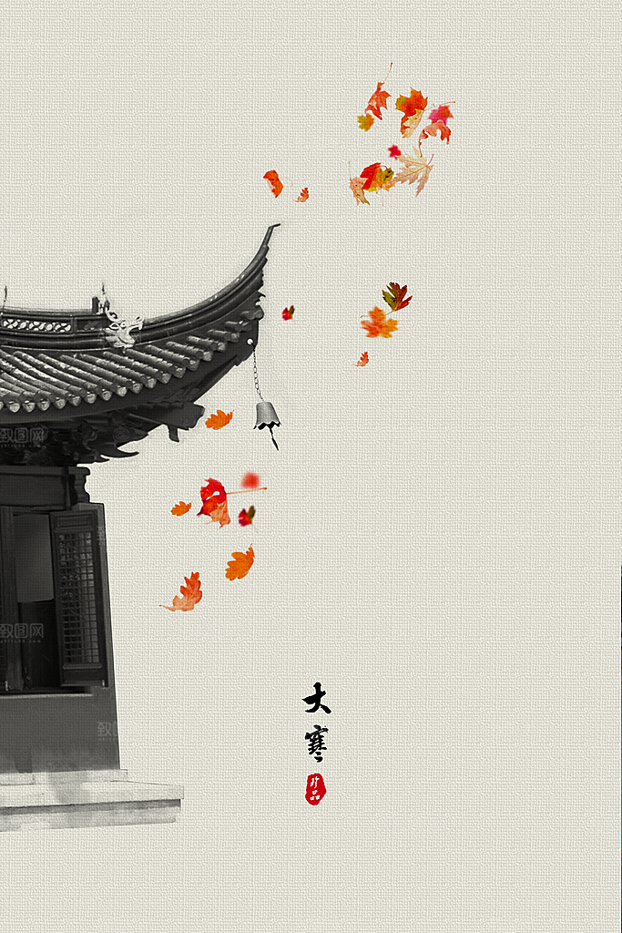 中国风古风山水挂画装饰背景海报