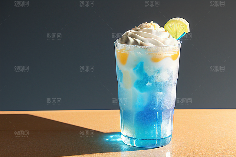 清凉透明的苏打水冰淇淋夏日必备