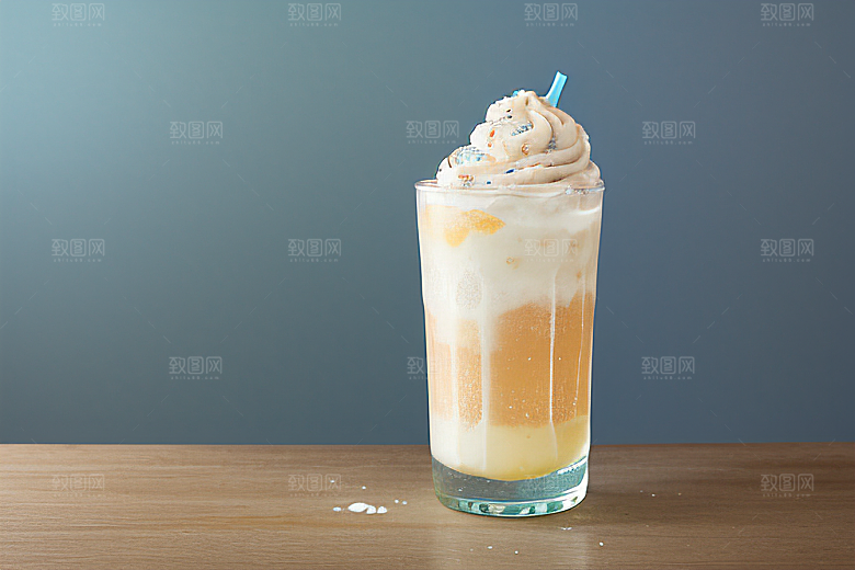 夏日里一杯香草冰淇淋苏打水