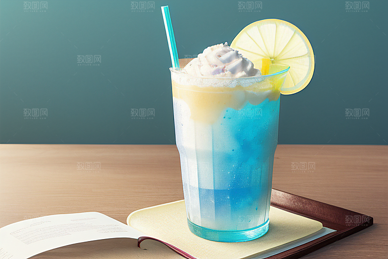 夏日里一杯香草冰淇淋苏打水