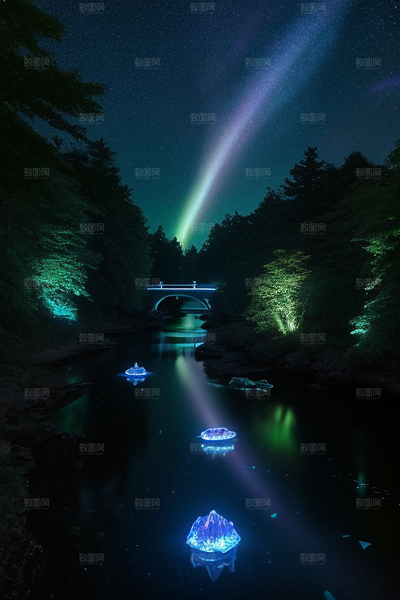 美丽精灵驾船穿越星光河