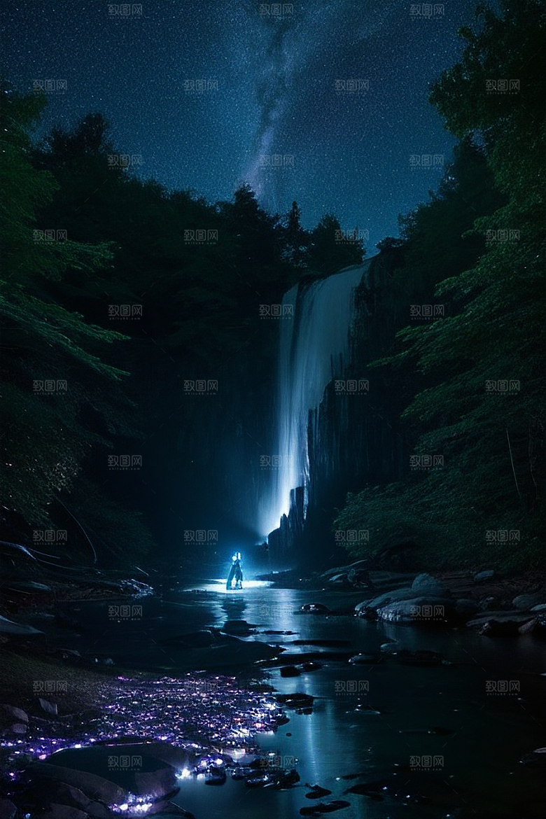美丽精灵驾船穿越星光河