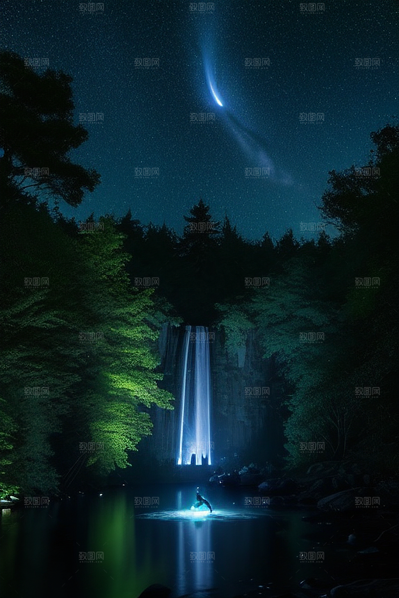 美丽精灵驾船穿越星光河