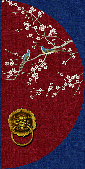 中国风古风山水挂画装饰背景海报