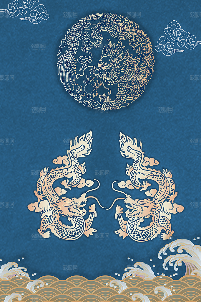 中国风古风山水挂画装饰背景海报