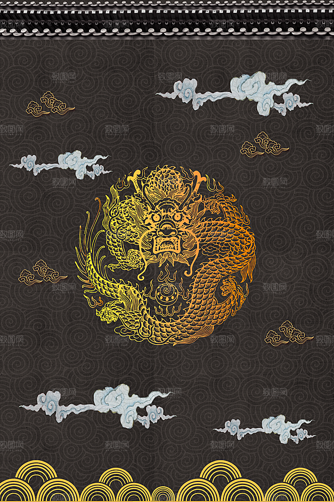 中国风古风山水挂画装饰背景海报