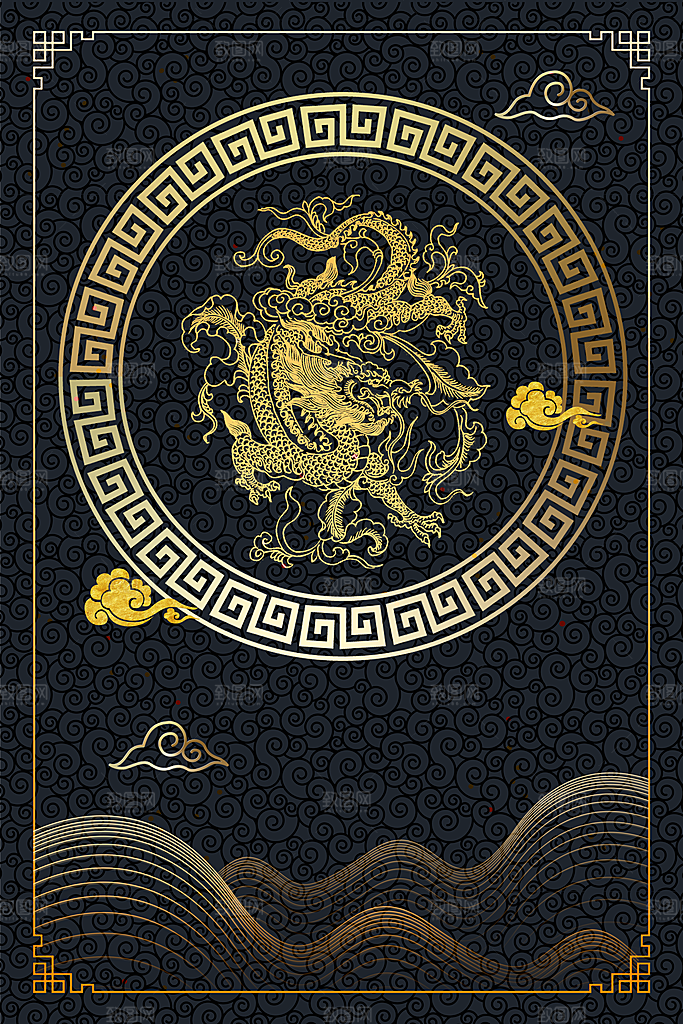 中国风古风山水挂画装饰背景海报