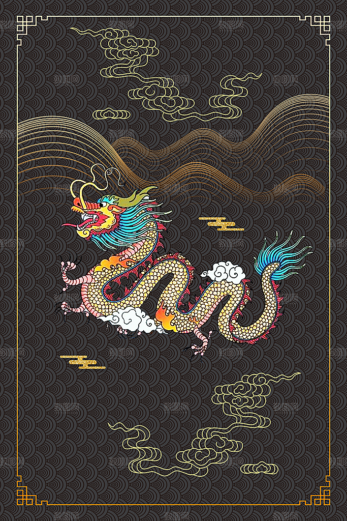 中国风古风山水挂画装饰背景海报