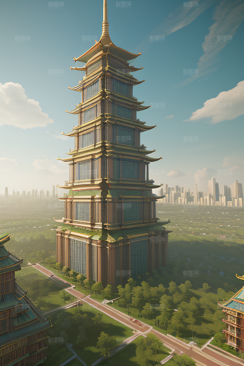 梦幻云端建筑奇幻城市