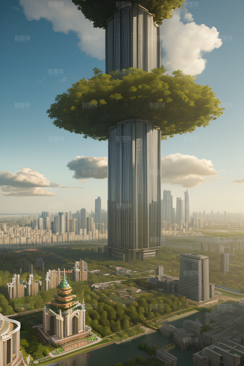 梦幻云端建筑奇幻城市