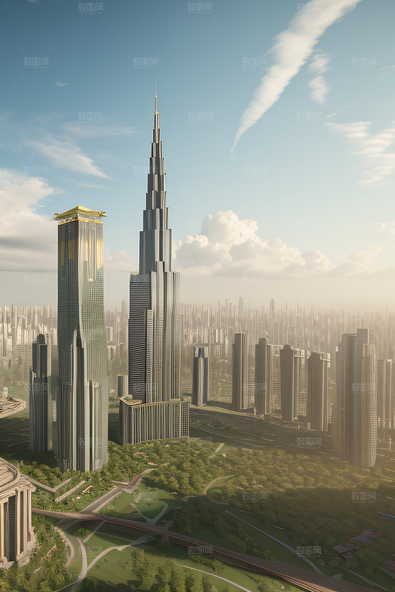高楼大厦奇幻云端建筑城市