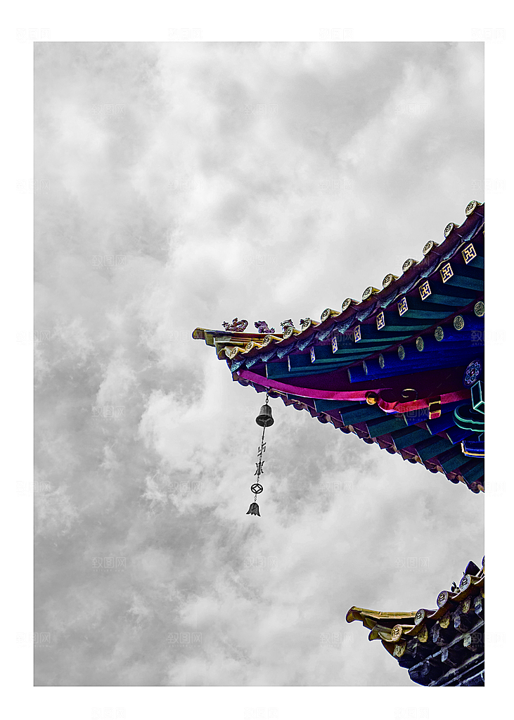 中国风古风山水挂画装饰背景海报