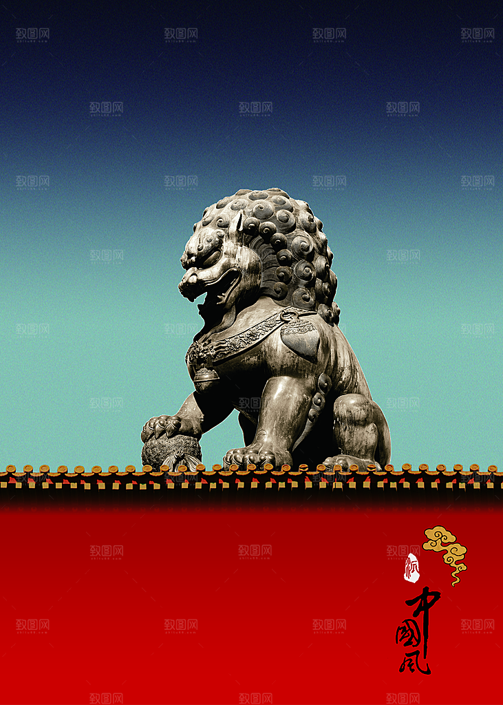 中国风古风山水挂画装饰背景海报