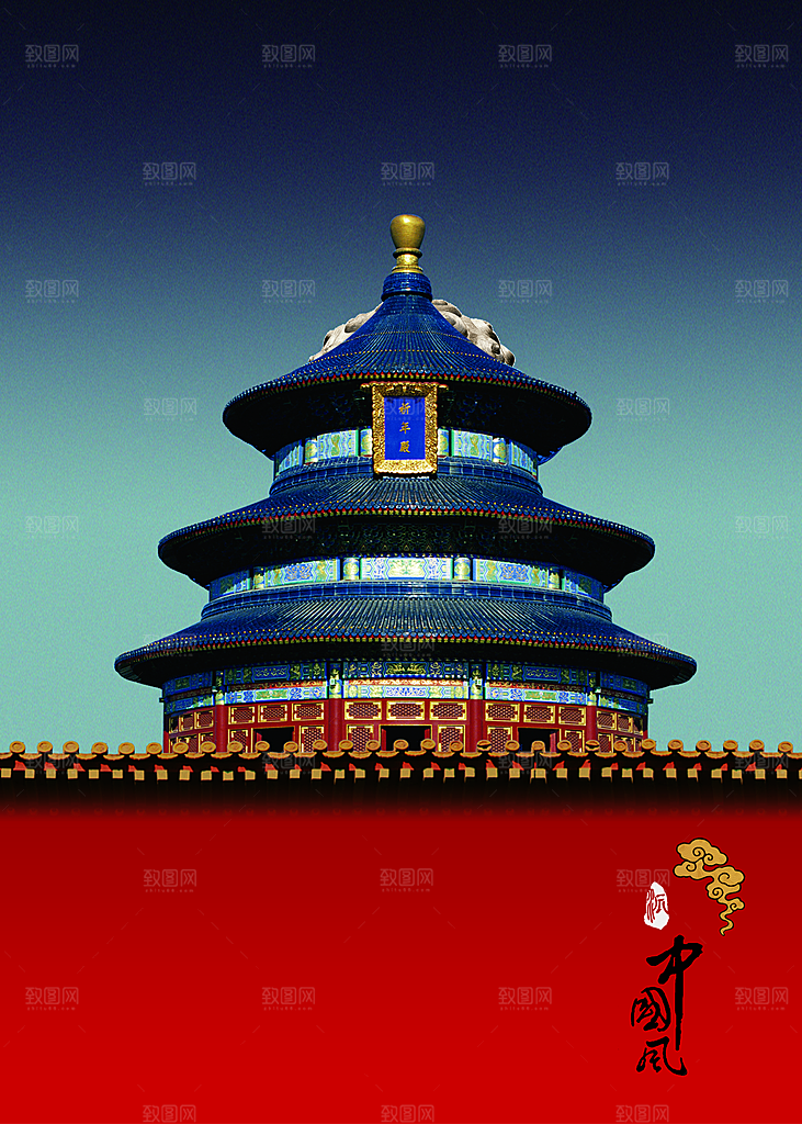 中国风古风山水挂画装饰背景海报