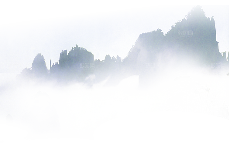中国风水墨水彩中式古风 禅意山水画