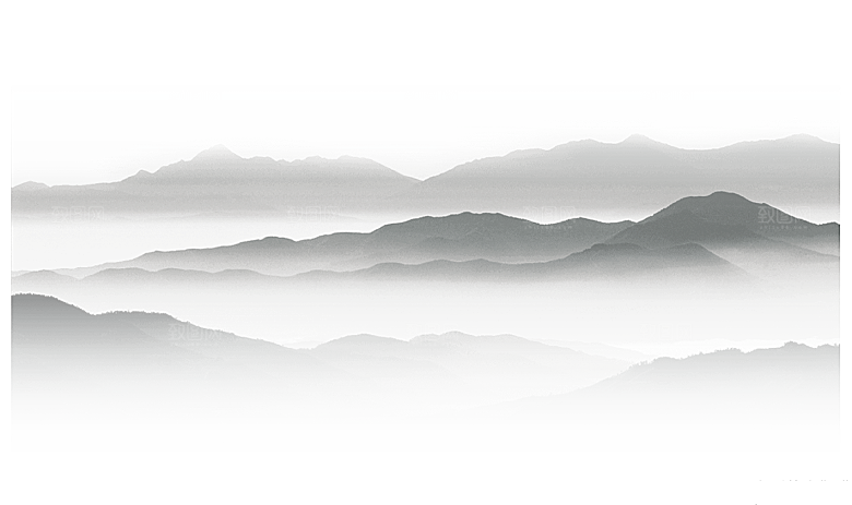 中国风水墨水彩中式古风 禅意山水画
