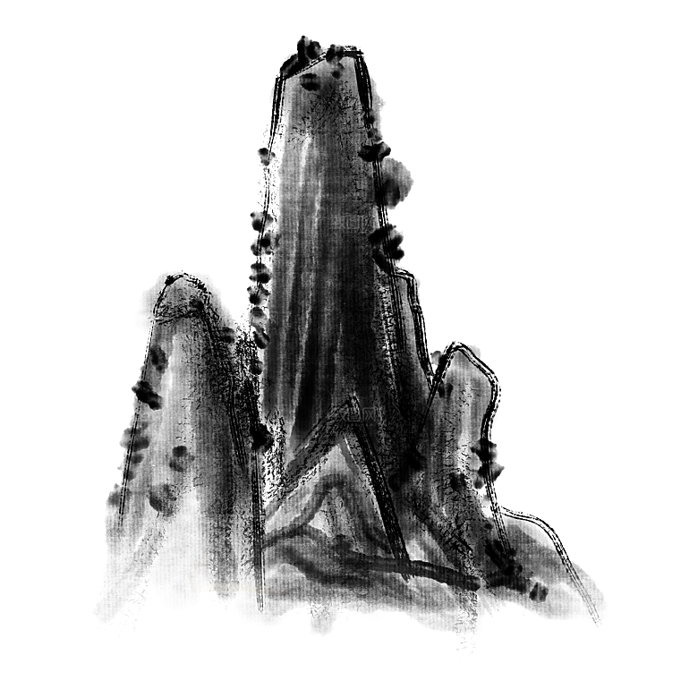中国风水墨中式古风禅意山水画PNG素材