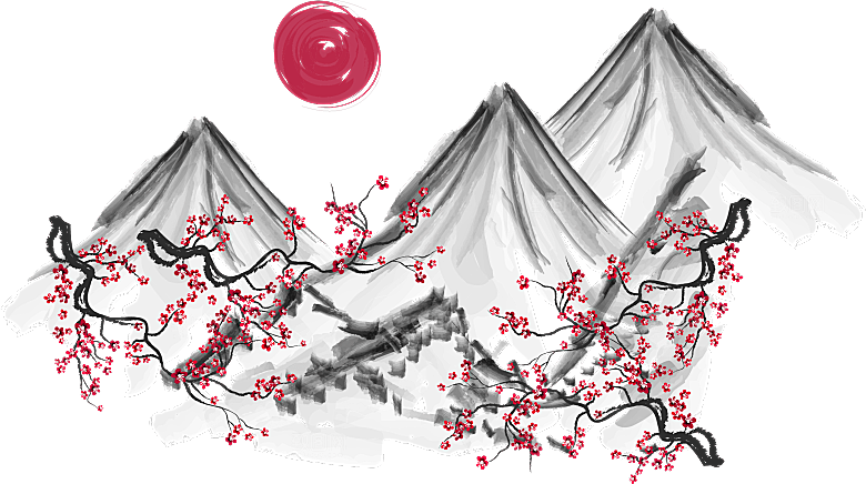 中国风水墨中式古风禅意山水画PNG素材