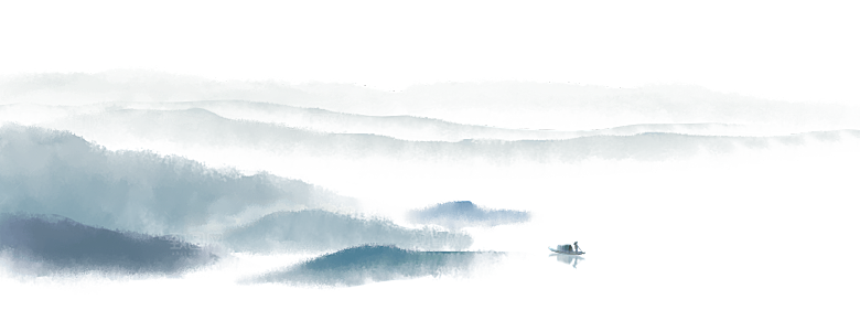 中国风水墨水彩中式古风禅意山水画PNG