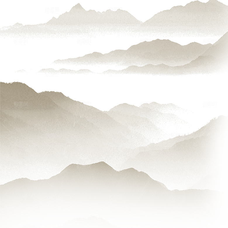 中国风水墨水彩中式古风禅意山水画PNG