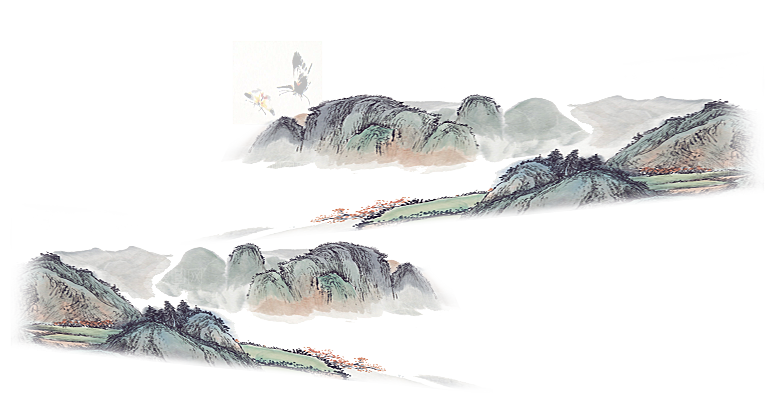 中国风水墨水彩中式古风禅意山水画PNG