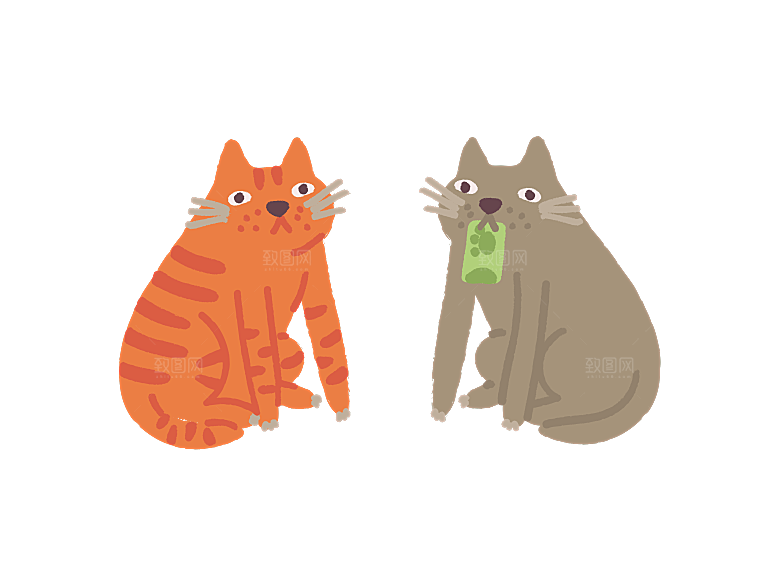 可爱卡通猫咪透明高清图片PNG图素材元素