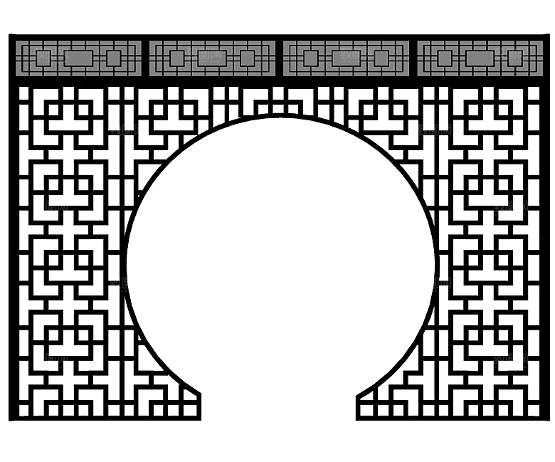 中国风中式古风木质木纹窗户窗花边框