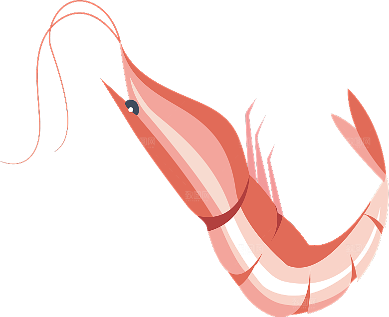 手绘动物海鲜鱼类螃蟹虾食物插画素材元素