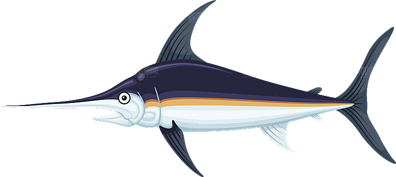 手绘动物海鲜鱼类螃蟹虾 食物插画素材元素