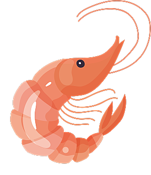 手绘动物海鲜鱼类螃蟹虾 食物插画素材元素