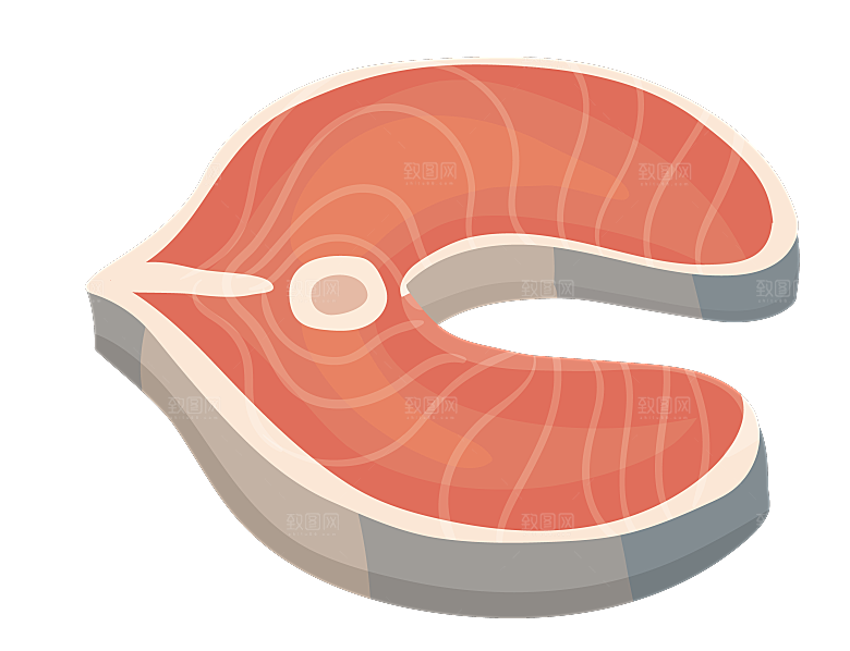 手绘动物海鲜鱼类螃蟹虾食物插画素材元素