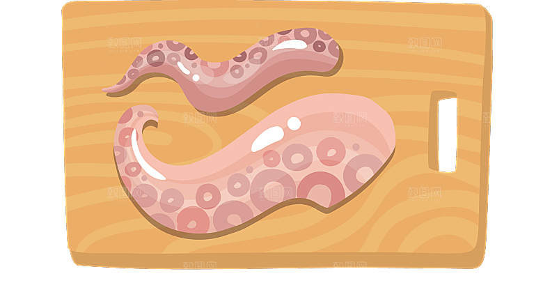 手绘动物海鲜鱼类螃蟹虾食物插画素材元素