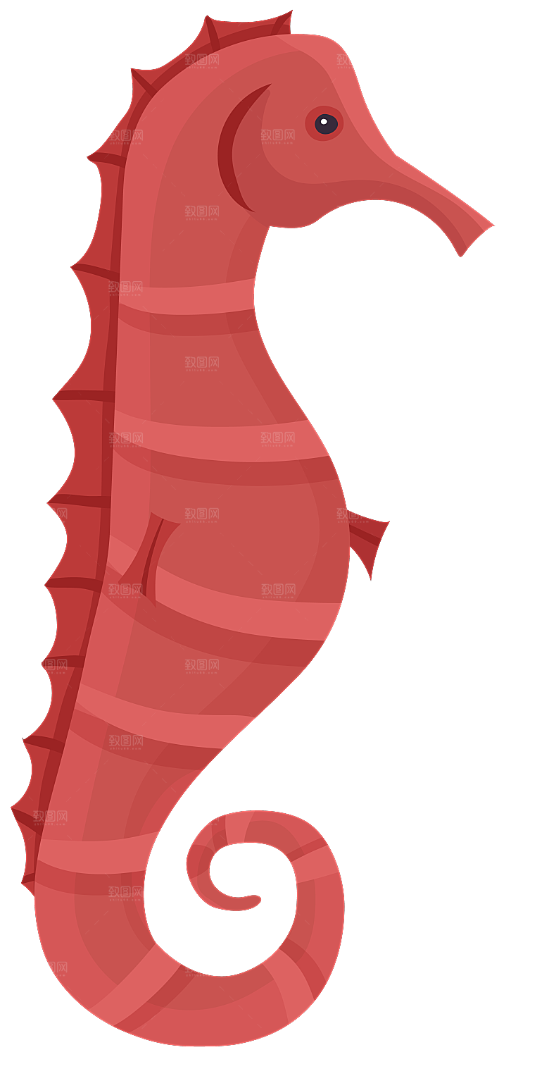 手绘动物海鲜鱼类螃蟹虾食物插画素材元素