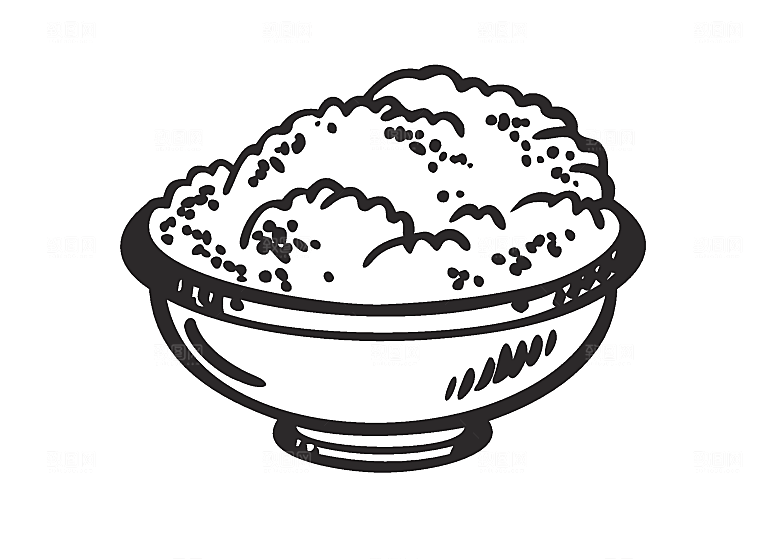 矢量手绘米饭线条素材
