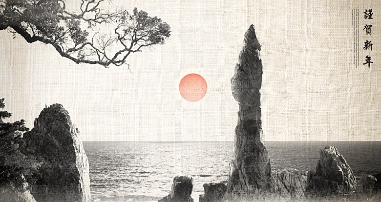 中国风古风山水画海报
