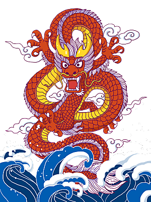 中国龙古典元素龙图案龙纹海报装饰素材