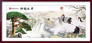 中国风水墨古典山水国画装饰壁画墙贴背景