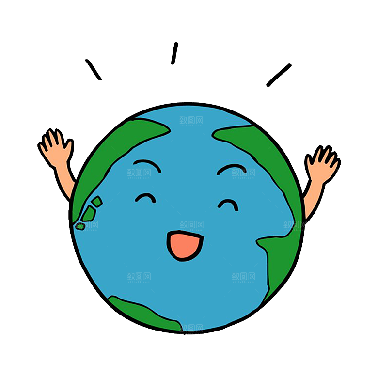 创意手绘地球星球PNG免抠元素透明背景